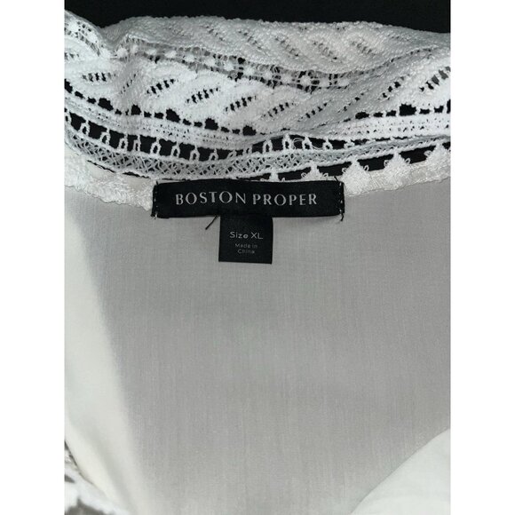 NEW Boston Proper White Lace Peplum Blouse Top Skirted Lined Crochet Size XL - Picture 10 of 10